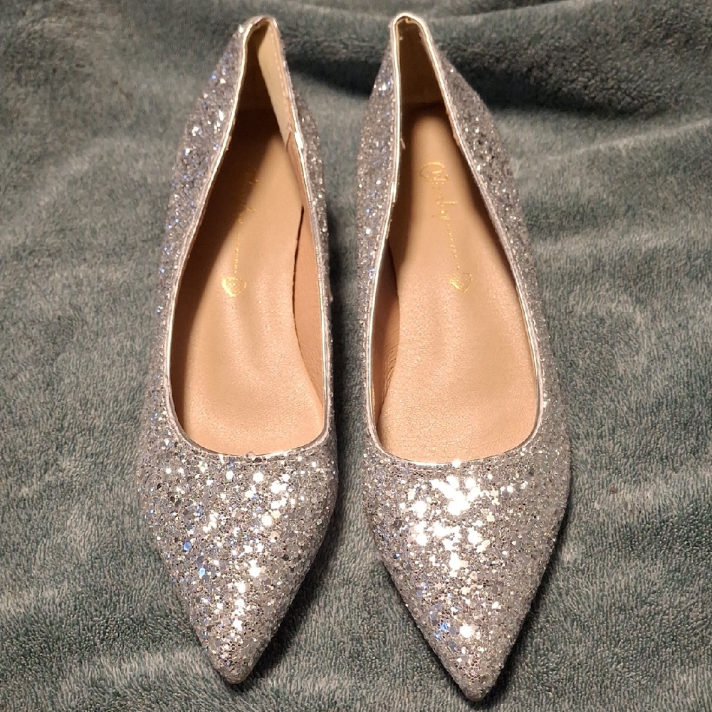 Elegant Silver Glitter Heels